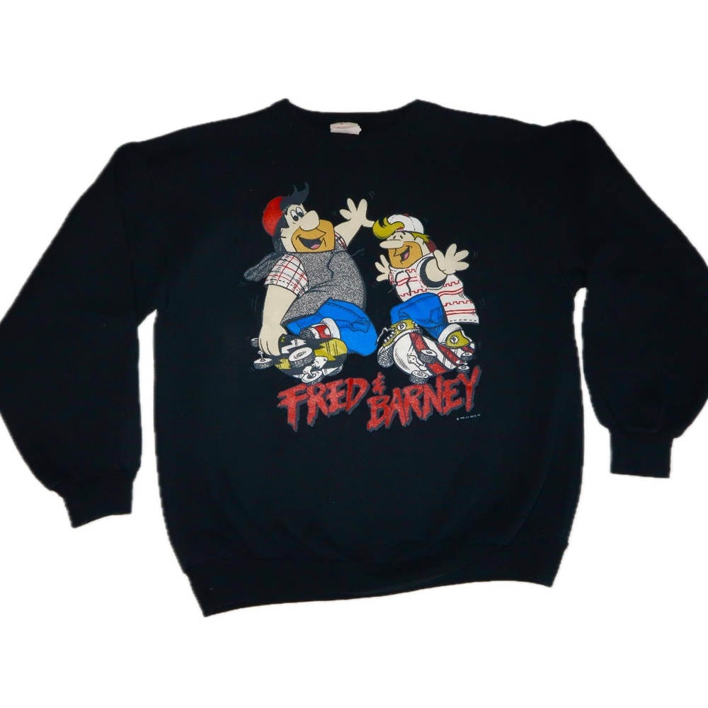 Vintage 1994 Fred and Barney flinstone skating graphic sweatshirt